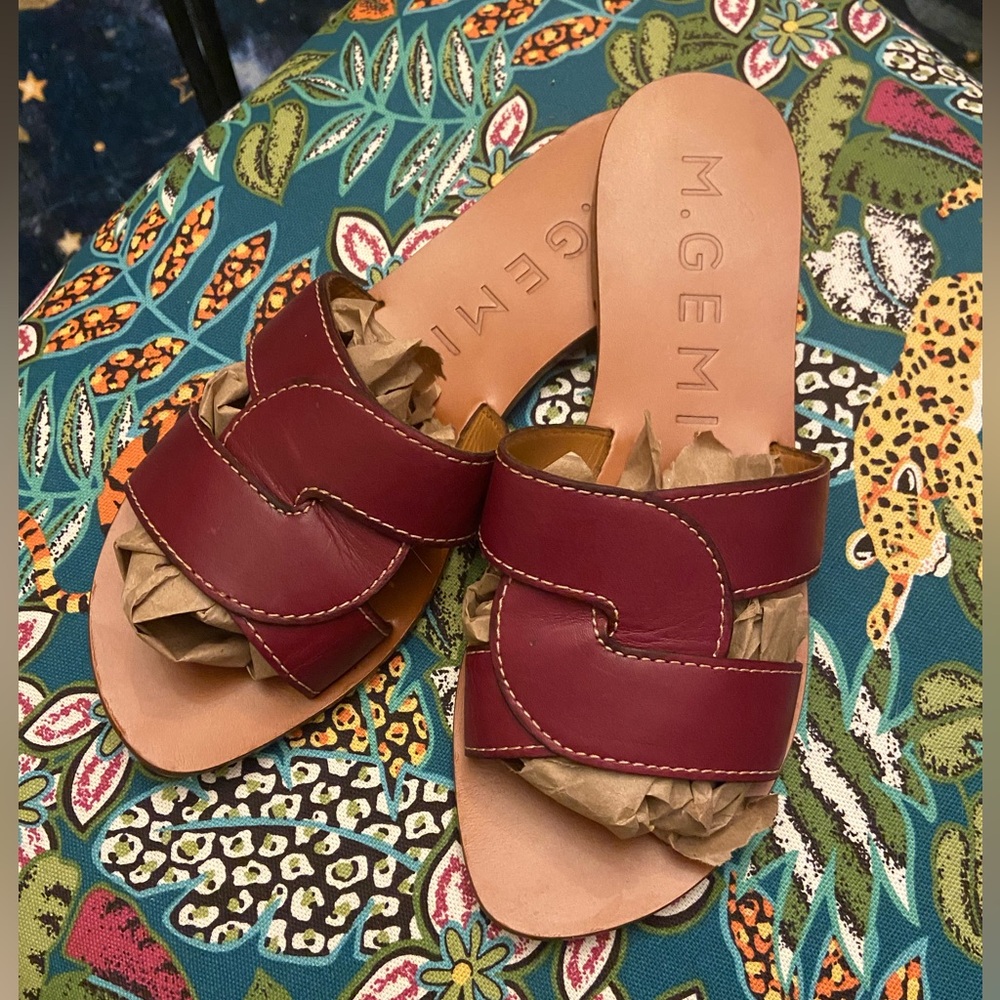 Sold Out M. Gemi Made In Italy Rare Dark Red Leather Lorenza Sandal - Picture 4 of 10